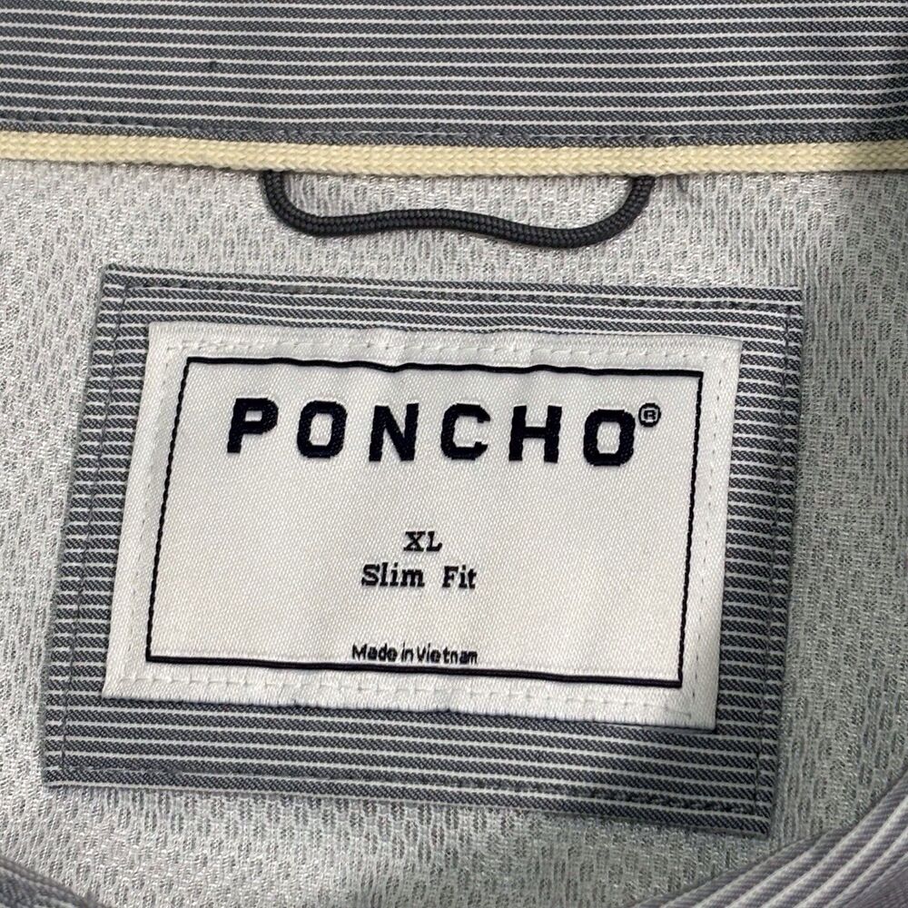 Poncho Pearl Snap Western Shirt Mens XL Slim Fit Gray Striped Vented Performance - Picture 8 of 11